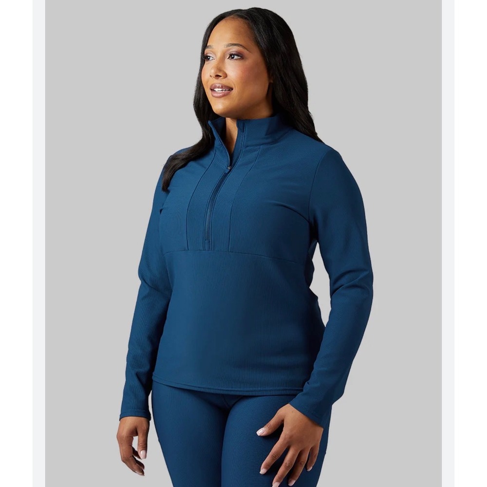 32 Degrees Women's Active Rib ½ Zip Long Sleeve Top – Valerian Blue – XL – NWT